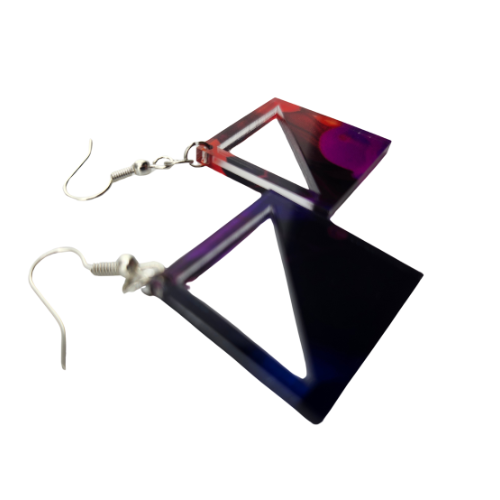 Hyper Triangle Color Splash Translucent Earrings