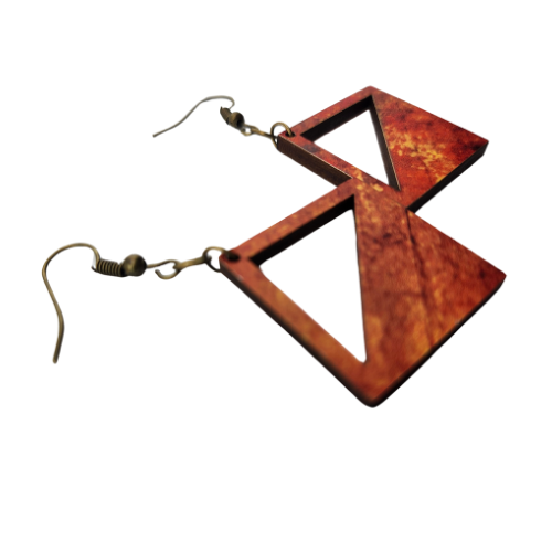 Hyper Triangle Sunburnt Wood Earrings