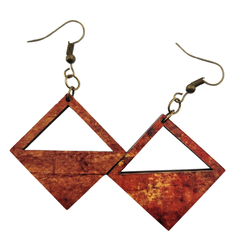 Hyper Triangle Sunburnt Wood Earrings