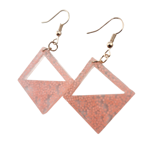 Hyper Triangle Pink Spotted Glow in the Dark Earrings