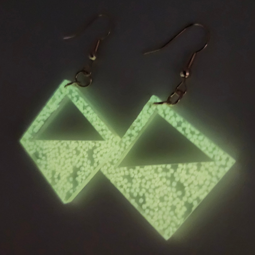 Hyper Triangle Pink Spotted Glow in the Dark Earrings