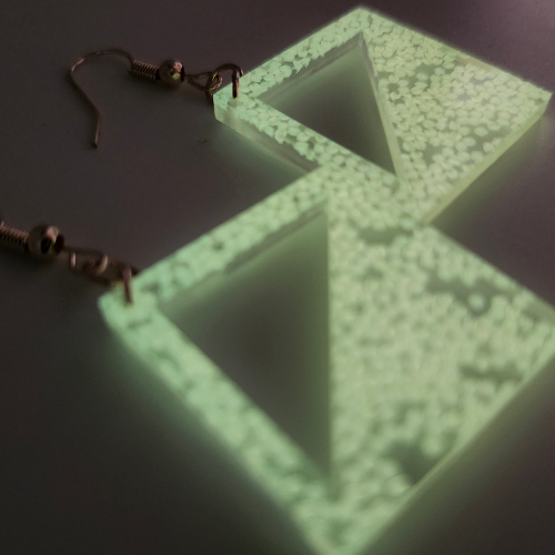 Hyper Triangle Pink Spotted Glow in the Dark Earrings