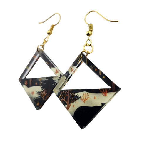 Hyper Triangle Winter Woods Earrings