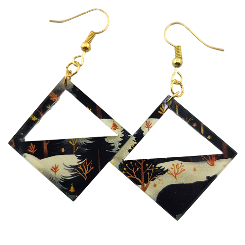 Hyper Triangle Winter Woods Earrings