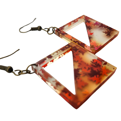 Hyper Triangle Fall Leaves Earrings