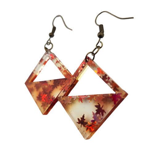 Hyper Triangle Fall Leaves Earrings