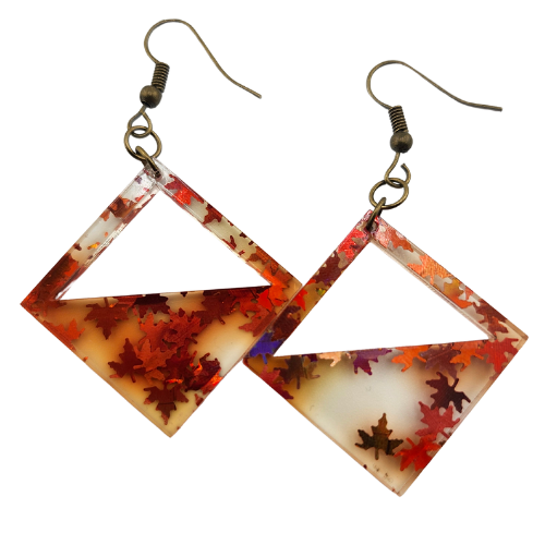 Hyper Triangle Fall Leaves Earrings