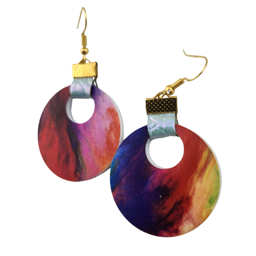 Customizable Coin Strap Leather Galaxy Colored Earrings