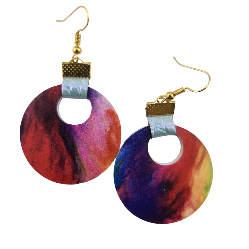 Customizable Coin Strap Leather Galaxy Colored Earrings