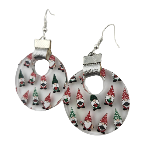 Coin Strap Leather Christmas Gnomes Earrings