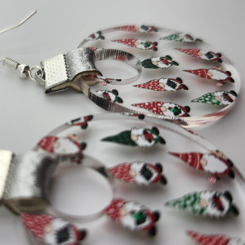 Coin Strap Leather Christmas Gnomes Earrings