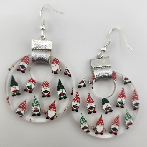 Coin Strap Leather Christmas Gnomes Earrings