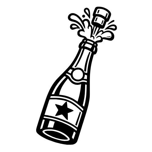 Cartoon Champagne Bottle - Digital File - XCS Friendly