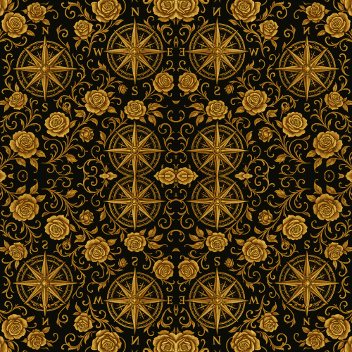 Fantasy and Myth - Arcane Compass Roses In Radiant Gold - Pattern - Digital File Digital My Custom Designs PDF