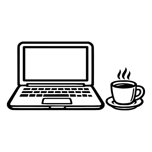 Coffee and Laptop Sketch - Vector Graphics - Digital File Digital My Custom Designs PDF