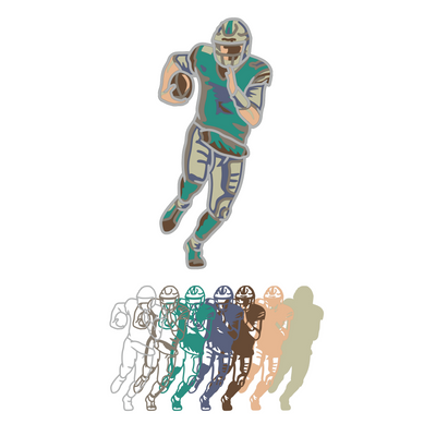 Football Player - Layered Line Designs - Vehicle - Digital File