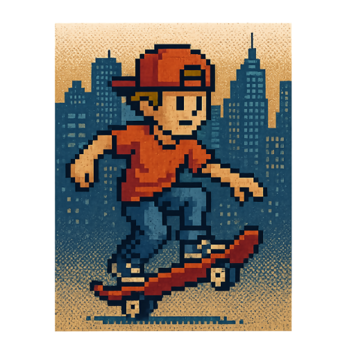 Pop Culture Fandom - Skate 8 Bit - T Shirt Design - Digital File Digital My Custom Designs 300 DPI PNG