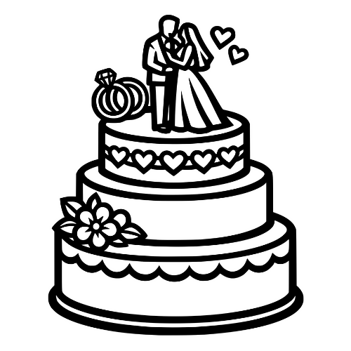 Wedding Cake Outline - Digital File - XCS Friendly