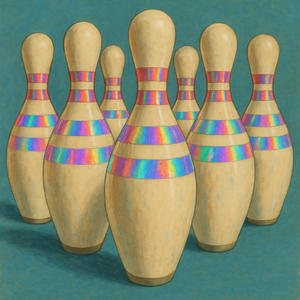 Vintage and Retro - Retro Bowling Pins With Holographic Stripes - Pattern - Digital File