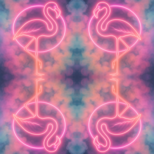 Animal and Wildlife - Light Beam Flamingo Rings With Pastel Smoke - Pattern - Digital File Digital My Custom Designs PDF