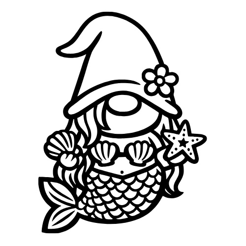 Cartoon Mermaid Gnome - Vector Graphics - Digital File Digital My Custom Designs PDF