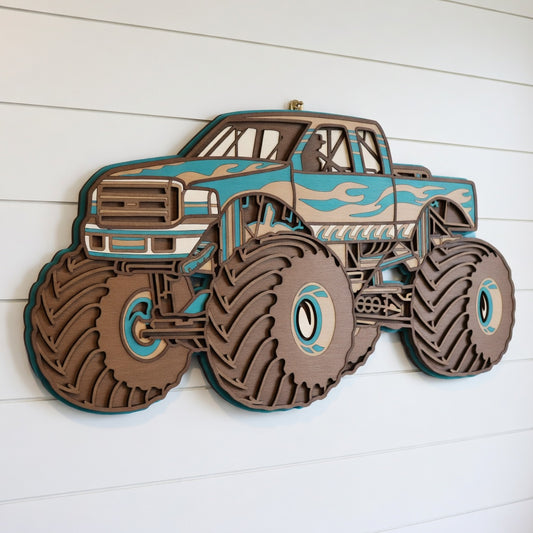 Monster Truck - Layered line Design - Digital File Digital My Custom Designs