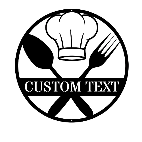 Custom Text Chef Hat Utensils - Metal Sign - Home Decor - Digital File Digital My Custom Designs ZIP File