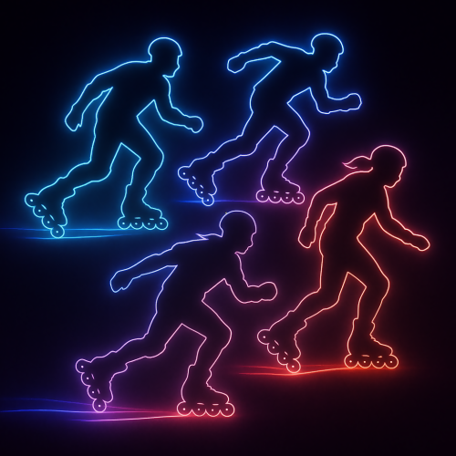 Vintage and Retro - Rollerblade Silhouettes With Neon Light Trails - Pattern - Digital File Digital My Custom Designs PDF