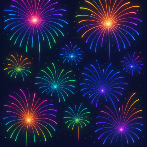 Holiday and Seasonal - Digital Fireworks Explosions With Gradient Trails - Pattern - Digital File Digital My Custom Designs PDF