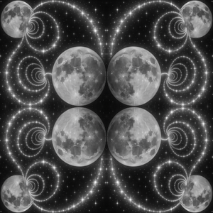 Space and Cosmic - Infinity Fractal Of Twin Moons And Star Bridges - Pattern - Digital file