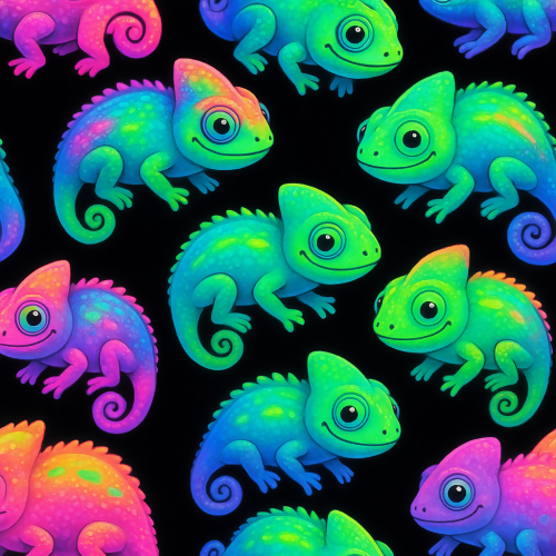 Kids and Playful - Cute Chameleons Changing Neon Colors - Pattern - Digital File Digital My Custom Designs PDF