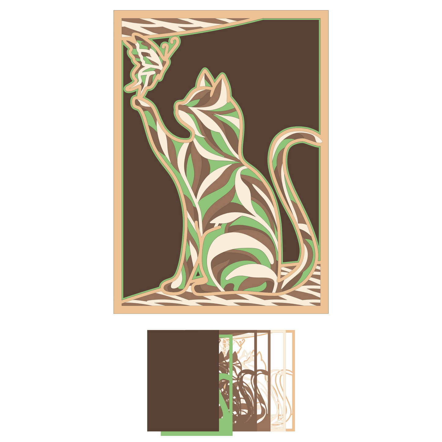 Cat & Butterfly - Layered Line Designs - Pets - Digital File Digital My Custom Designs