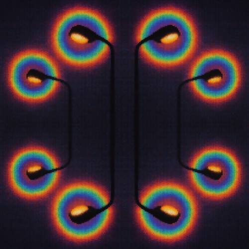 Industrial and Urban - Pixelated Streetlight Silhouettes With Rainbow Halos - Pattern - Digital File Digital My Custom Designs PDF