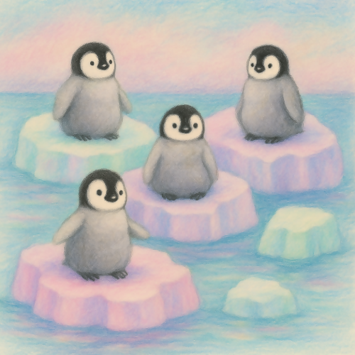 Kids and Playful - Baby Penguins on Pastel Icebergs - Pattern - Digital File Digital My Custom Designs PDF