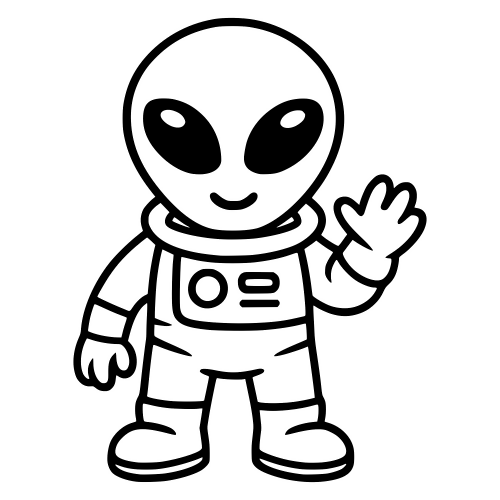 Cartoon Alien Waving - Digital File - XCS Friendly Digital My Custom Designs PDF