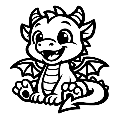 Cartoon Dragon Baby - Vector Graphics - Digital File