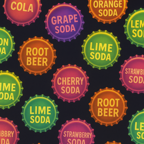 Vintage and Retro - Vintage Soda Bottle Caps In Glowing Gradients - Pattern - Digital File