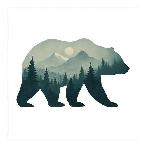 Light Nature & Outdoors Bear Forest - T Shirt Design - Digital File Digital My Custom Designs 300 DPI PNG