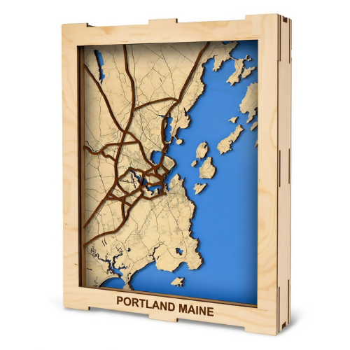 Portland, Maine - Layered Map Box - Digital File Digital My Custom Designs SVG
