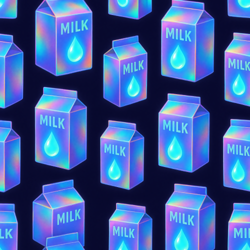 Food and Drinks - Holographic Milk Cartons With Glowing Drops - Pattern - Digital File Digital My Custom Designs PDF