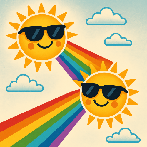 Kids and Playful - Happy Suns Wearing Sunglasses with Rainbow Beams - Pattern - Digital File Digital My Custom Designs PDF