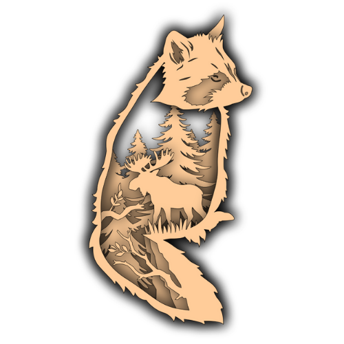 Raccoon With Forest Scene Layered - Digital File Digital My Custom Designs SVG