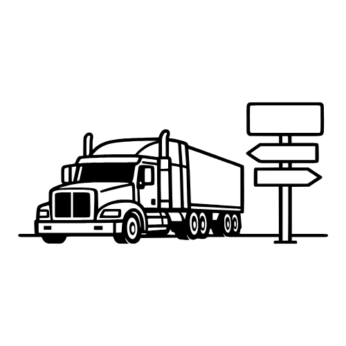 Truck Parked Under Signpost Outline - Vector Graphics - Digital File DIgital My Custom Designs PDF