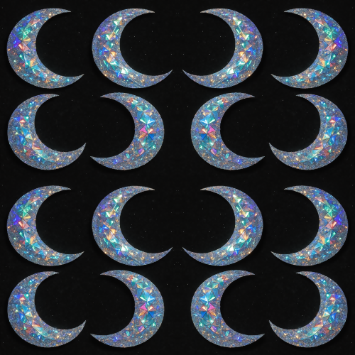 Space and Cosmic - Glittering Crescent Moons With Prism Textures - Pattern - Digital file Digital My Custom Designs PDF