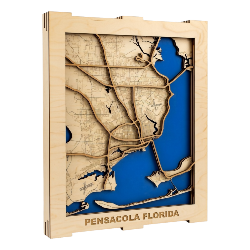 Pensacola Fl - Layered Map Box - Digital File Digital My Custom Designs SVG