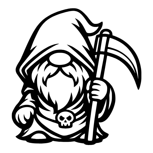 Grim Reaper Gnome Outline - Vector Graphics - Digital File Digital My Custom Designs PDF