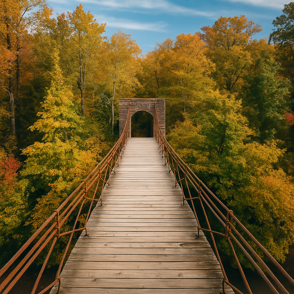 Swinging Bridge -Tishomingo State Park - Mississippi United States - Rendered - Digital File Digital My Custom Designs PDF