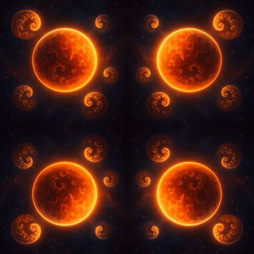 Space and Cosmic - Glowing Alien Planet Orbits With Fractal Moons - Pattern - Digital file Digital My Custom Designs PDF