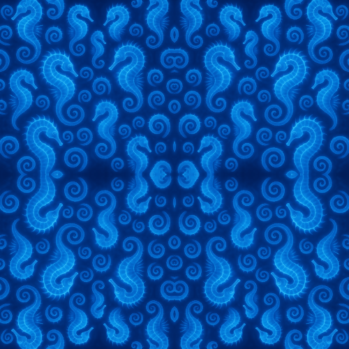 Animal and Wildlife - Abstract Seahorse Spirals In Glowing Blues - Pattern - Digital File Digital My Custom Designs PDF
