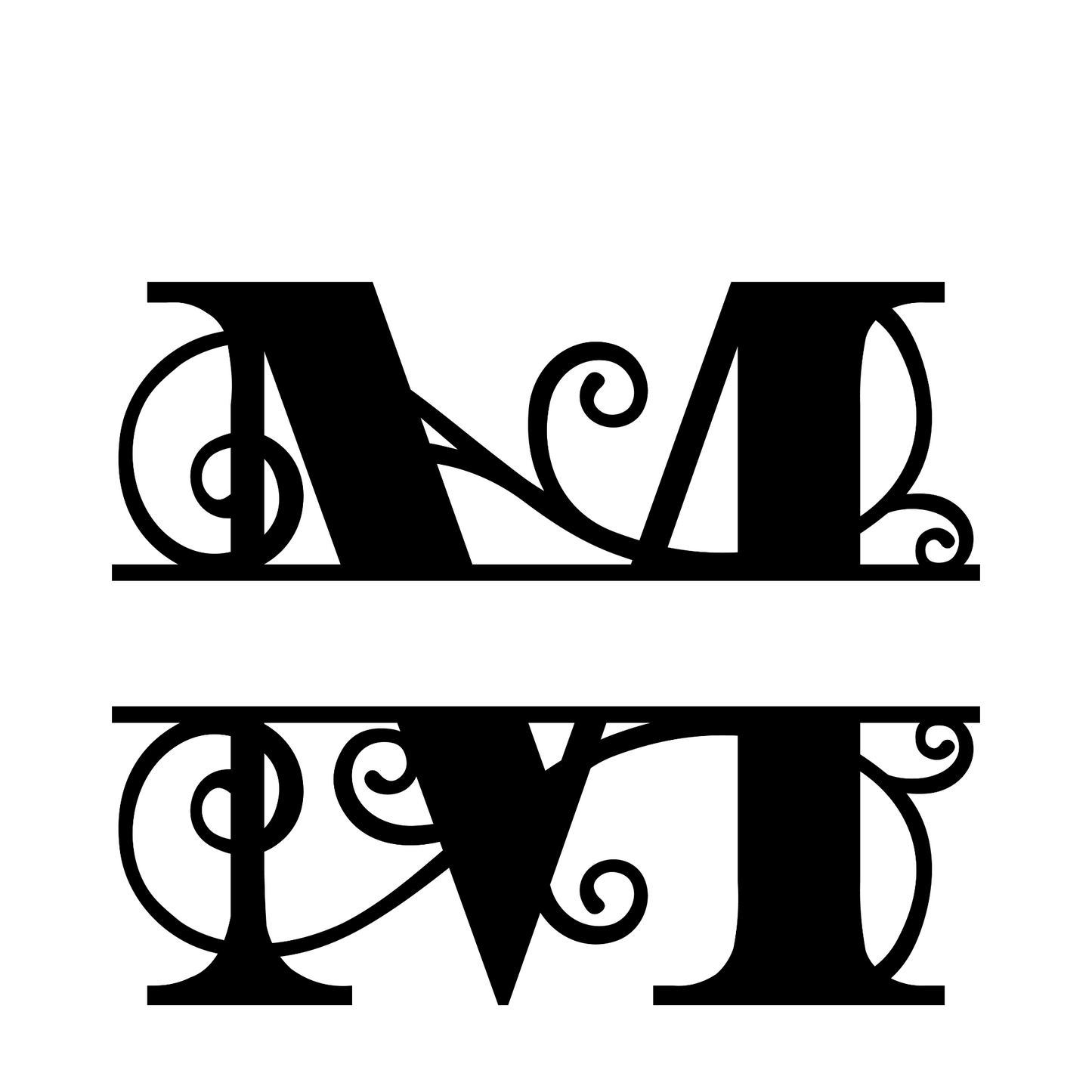 M - Monogram Vines Ornamental - Digital File Digital My Custom Designs ZIP File